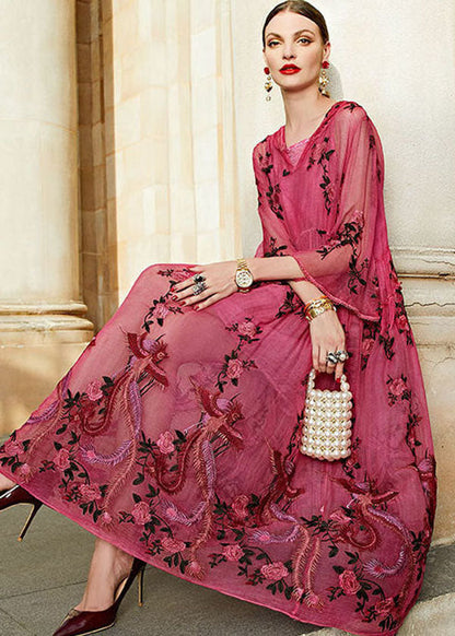 Luxy Rose  Embroidered Hooded Silk Two Pieces Set Dresses